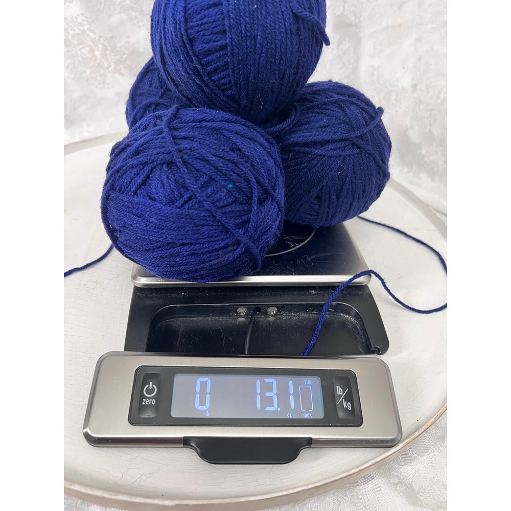 Royal Blue Yarn Lot 4 Hand Wound Balls Medium Weight Cobalt Blue Knitting Craft